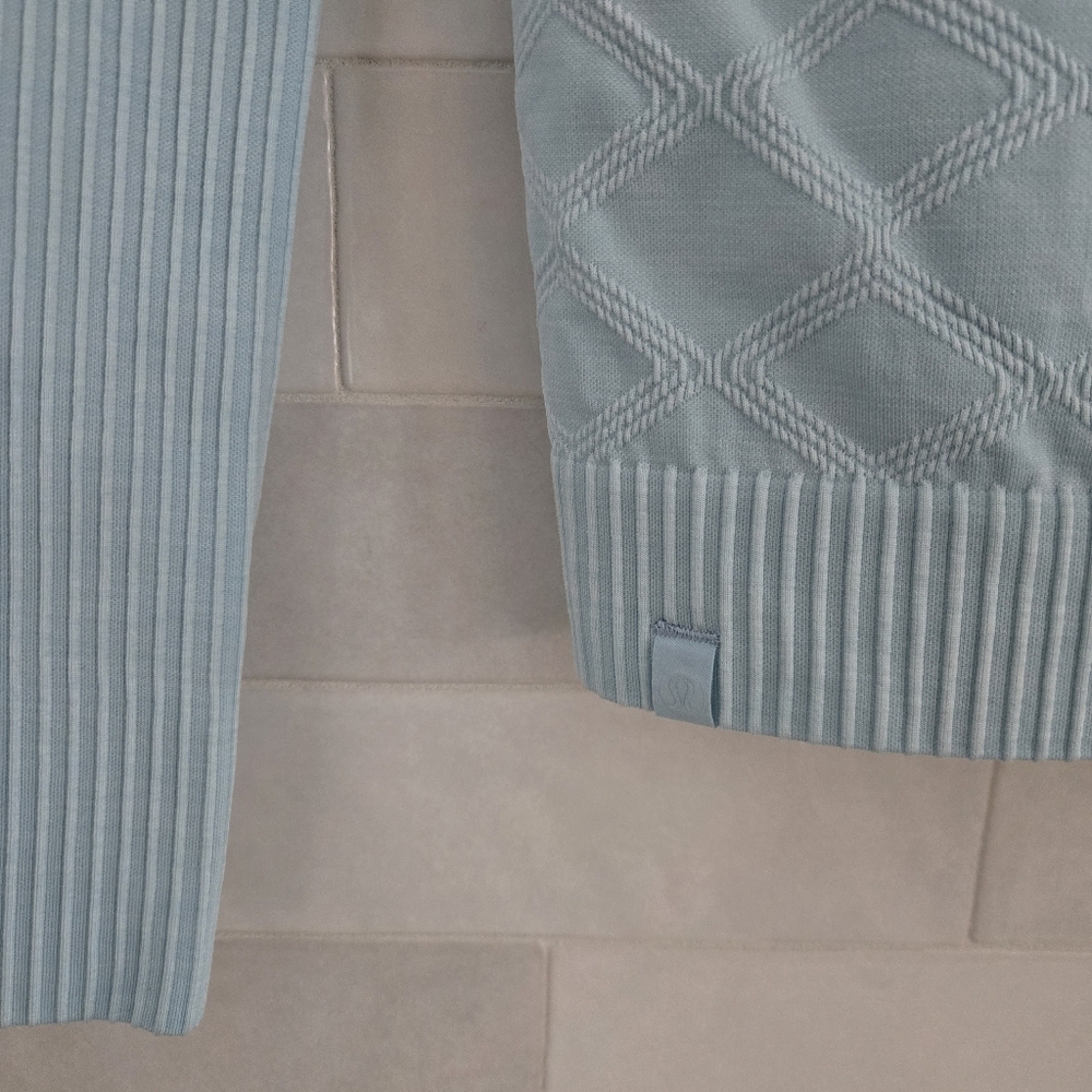 Lululemon Rest Less Pullover Long Sleeve Top Swiftly Heathered Caspian Blue 4 - Picture 7 of 7